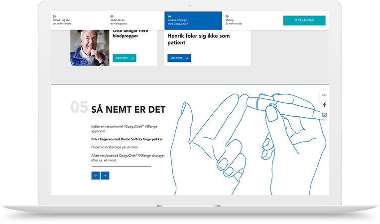 CoaguChek landingpage vist på laptop