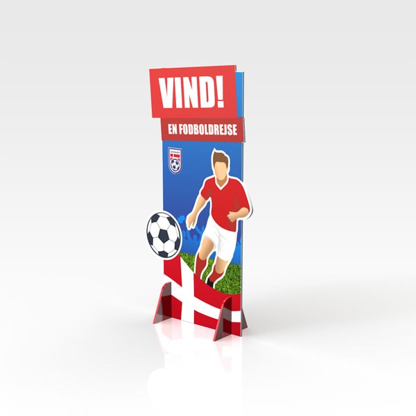 Udstanset display med kampagnegrafik